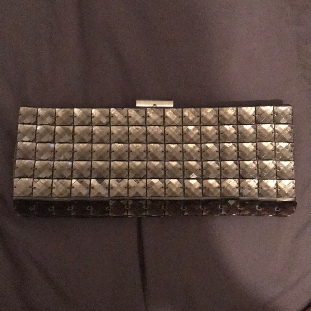 Clutch with metallic shimmer